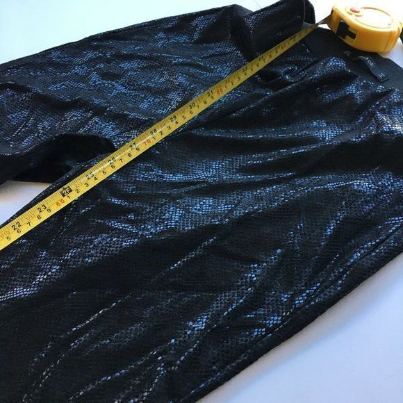 Zara Faux Snakeskin Python Liquid Legging Black Womens Size L - Picture 10 of 13